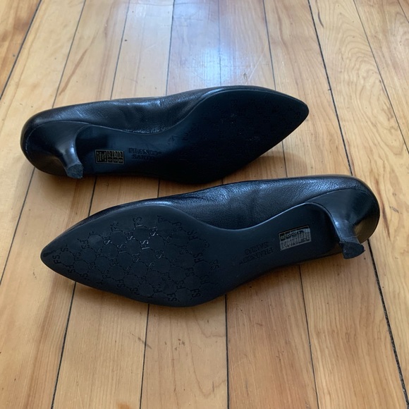 Black Real Leather Heels Franco Sarto Size 9 - Picture 3 of 4